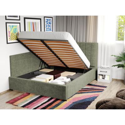 Pat Tapitat de colt pentru saltea de 190 Adam rabatabil cu lada Vernil - Poso 47 180x190