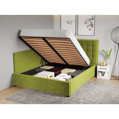 Pat Tapitat de colt pentru saltea de 190 Rivo rabatabil cu lada Verde - Falcone 22 160x190
