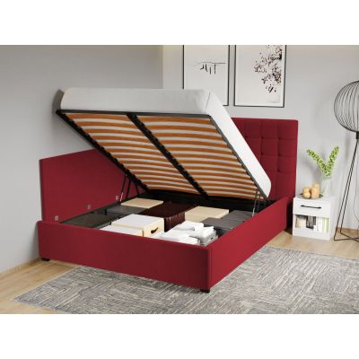 Pat Tapitat de colt pentru saltea de 190 Rivo rabatabil cu lada Visiniu - Riviera 61 160x190