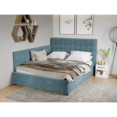 Pat Tapitat de colt Rivo cu somiera fixa Albastru deschis - Poso 26 160x200