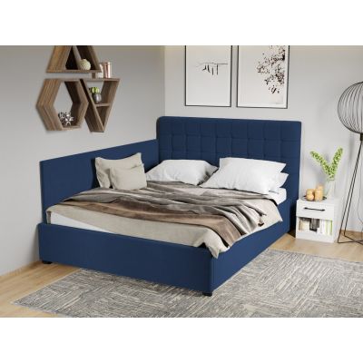 Pat Tapitat de colt Rivo cu somiera fixa Albastru inchis - Riviera 81 160x200