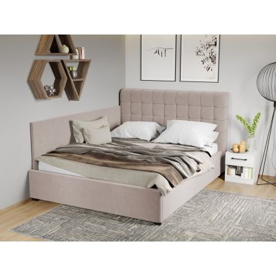 Pat Tapitat de colt Rivo cu somiera fixa Bej-Swing 2 180x200