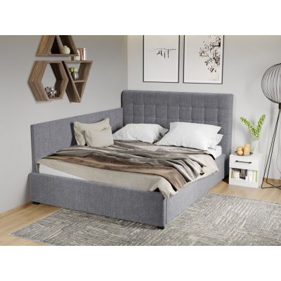 Pat Tapitat de colt Rivo cu somiera fixa Gri - Eden 18 180x200