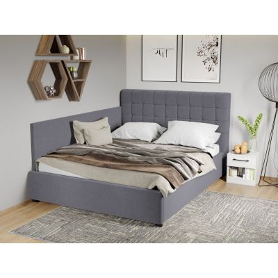 Pat Tapitat de colt Rivo cu somiera fixa Gri - Swing 17 140x200