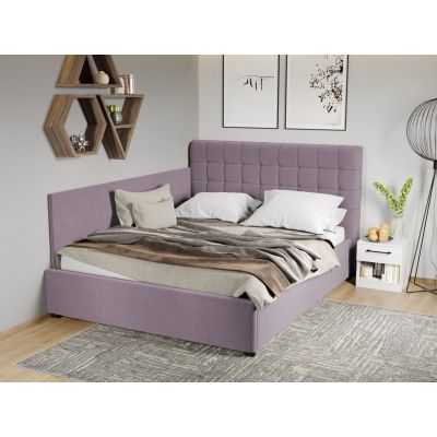 Pat Tapitat de colt Rivo cu somiera fixa Mov deschis - Jasmine 62 140x200