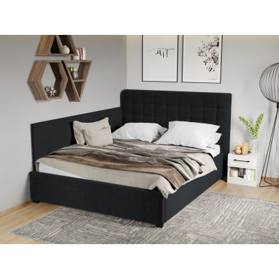 Pat Tapitat de colt Rivo cu somiera fixa Negru - Falcone 14 180x200