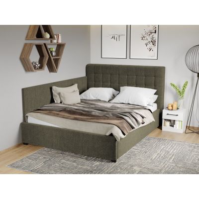 Pat Tapitat de colt Rivo cu somiera fixa Verde inchis - Eden 12 160x200