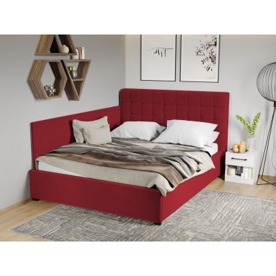 Pat Tapitat de colt Rivo cu somiera fixa Visiniu - Riviera 61 140x200