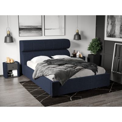 Pat Tapitat Galileo cu somiera fixa Bleumarin - Eden 16 140x200