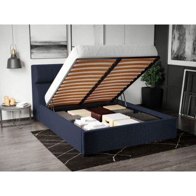 Pat Tapitat Galileo cu somiera rabatabila si lada de depozitare Bleumarin - Eden 16 160x200