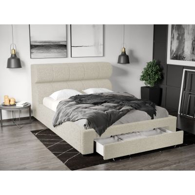 Pat Tapitat Galileo cu somiera si sertar Alb - Coral 15