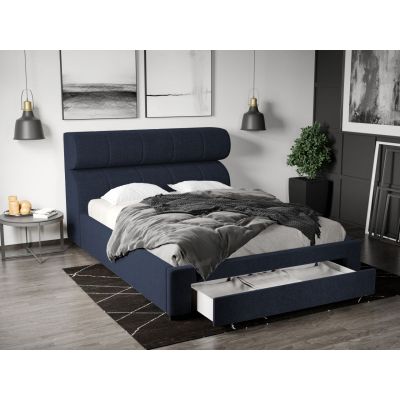 Pat Tapitat Galileo cu somiera si sertar Bleumarin - Eden 16