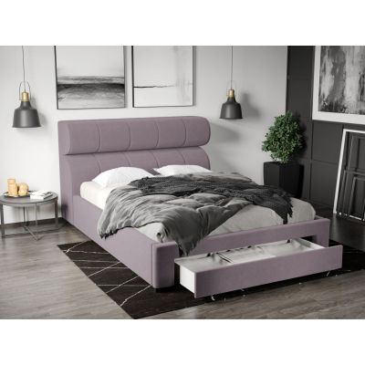 Pat Tapitat Galileo cu somiera si sertar Mov deschis - Jasmine 62