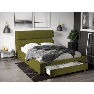 Pat Tapitat Galileo cu somiera si sertar Verde deschis - Riviera 36