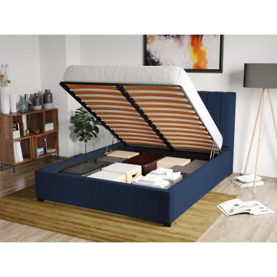Pat Tapitat pentru saltea de 190 Adam rabatabil cu lada Albastru - Falcone 80 160x190