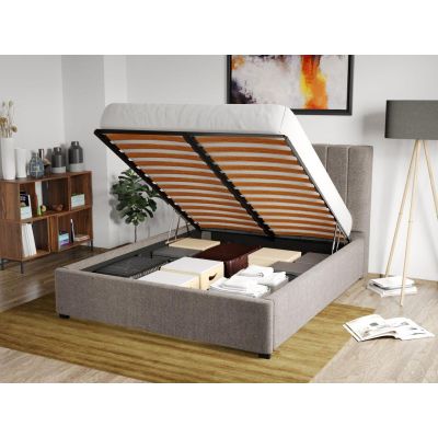 Pat Tapitat pentru saltea de 190 Adam rabatabil cu lada Bej - Eden 4 180x190