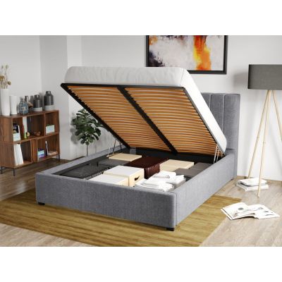 Pat Tapitat pentru saltea de 190 Adam rabatabil cu lada Gri - Eden 18 140x190