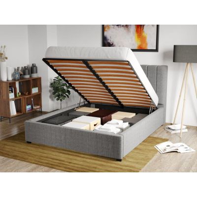 Pat Tapitat pentru saltea de 190 Adam rabatabil cu lada Gri - Falcone 21 140x190