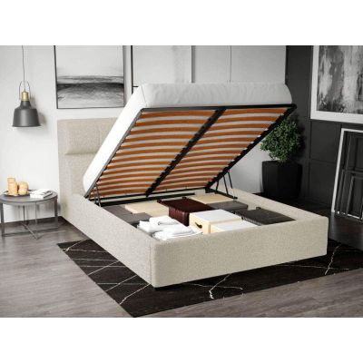 Pat Tapitat pentru saltea de 190 Galileo rabatabil cu lada Alb - Coral 15 160x190