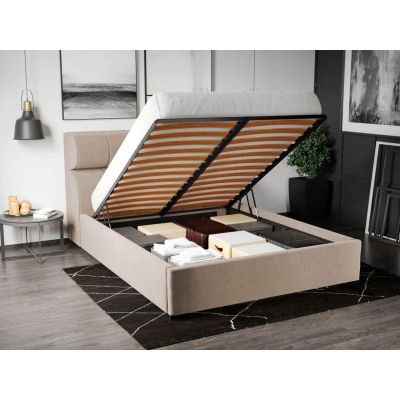 Pat Tapitat pentru saltea de 190 Galileo rabatabil cu lada Bej - Jasmine 22 160x190