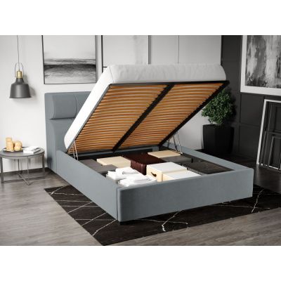 Pat Tapitat pentru saltea de 190 Galileo rabatabil cu lada Gri - Jasmine 90 140x190