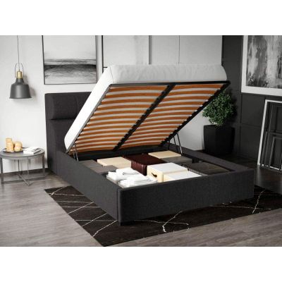 Pat Tapitat pentru saltea de 190 Galileo rabatabil cu lada Negru - Eden 21 140x190