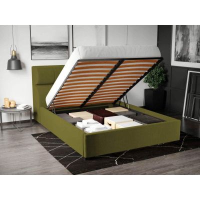 Pat Tapitat pentru saltea de 190 Galileo rabatabil cu lada Verde deschis - Riviera 36 140x190