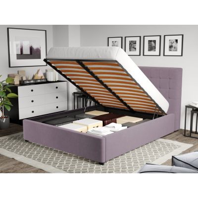 Pat Tapitat pentru saltea de 190 Rivo rabatabil cu lada Mov deschis - Jasmine 62 160x190