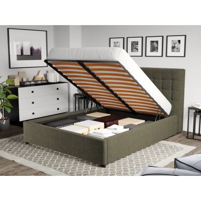 Pat Tapitat pentru saltea de 190 Rivo rabatabil cu lada Verde inchis - Eden 12 180x190