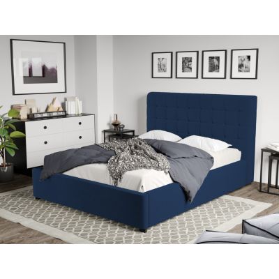 Pat Tapitat Rivo cu somiera fixa Albastru inchis - Riviera 81 140x200