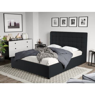 Pat Tapitat Rivo cu somiera fixa Negru - Falcone 14 160x200