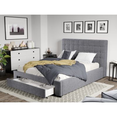 Pat Tapitat Rivo cu somiera si sertar Gri - Eden 18 160x200