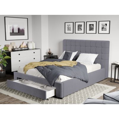 Pat Tapitat Rivo cu somiera si sertar Gri - Swing 17 160x200