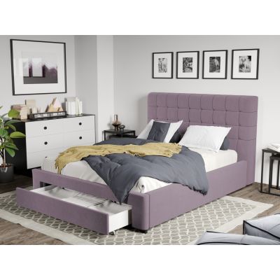 Pat Tapitat Rivo cu somiera si sertar Mov deschis - Jasmine 62 160x200