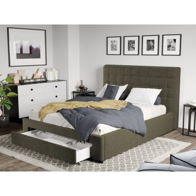 Pat Tapitat Rivo cu somiera si sertar Verde inchis - Eden 12 160x200