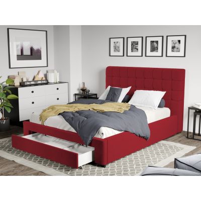 Pat Tapitat Rivo cu somiera si sertar Visiniu - Riviera 61 160x200