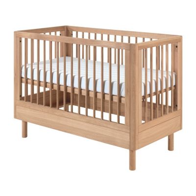 Pătuț în culoare naturală din lemn de stejar cu înălțime reglabilă 60x120 cm Forrest – Vipack