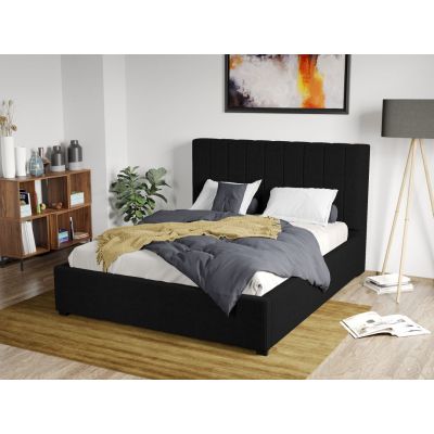 Pat Tapitat Adam cu somiera fixa Negru - Poso 135 160x200