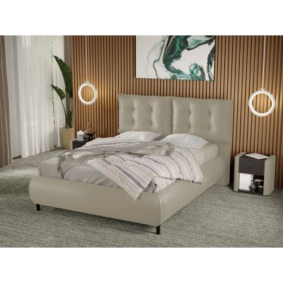 Pat Tapitat Anubis fix cu perne pe spatar Bej - Nube 11 140x200