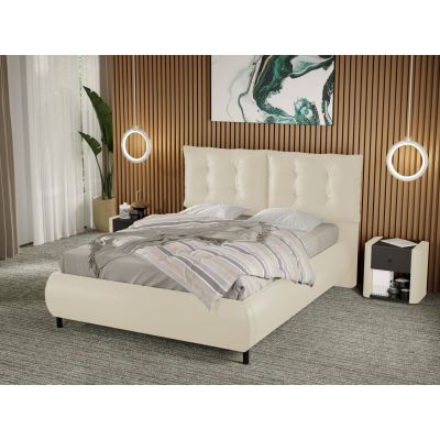 Pat Tapitat Anubis fix cu perne pe spatar Crem - Nube 4 180x200