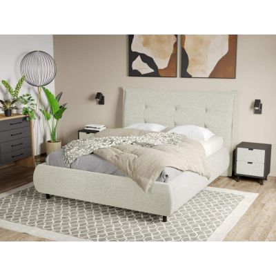 Pat Tapitat Axel cu somiera fixa Alb - Coral 15 140x200