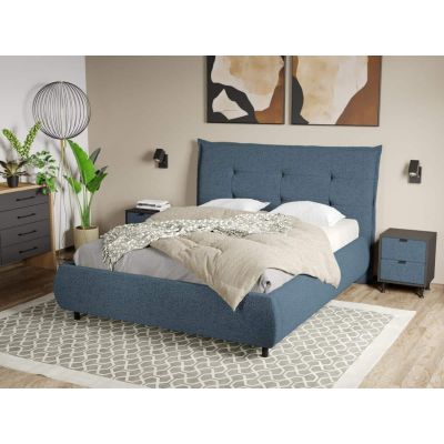 Pat Tapitat Axel cu somiera fixa Albastru - Coral 10 160x200