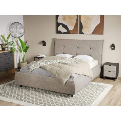 Pat Tapitat Axel cu somiera fixa Bej - Coral 50 160x200