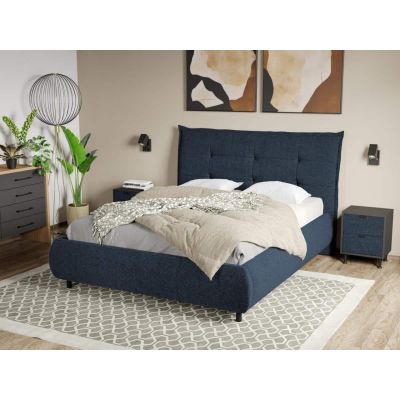 Pat Tapitat Axel cu somiera fixa Bleumarin - Eden 16 180x200