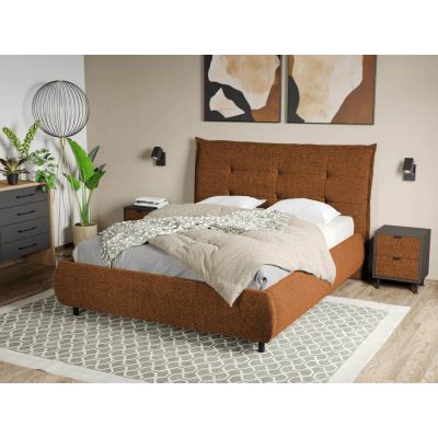 Pat Tapitat Axel cu somiera fixa Caramiziu - Eden 10 180x200