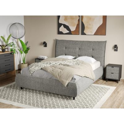 Pat Tapitat Axel cu somiera fixa Gri - Eden 18 160x200