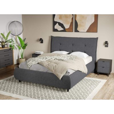 Pat Tapitat Axel cu somiera fixa Gri Inchis - Coral 80 160x200