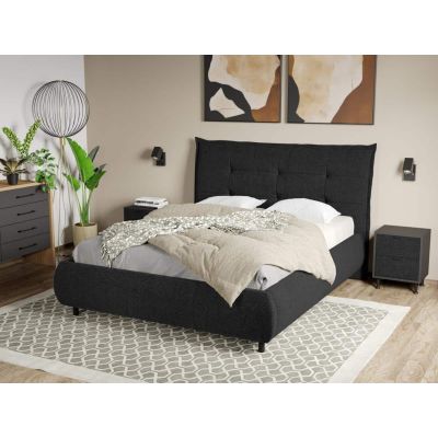 Pat Tapitat Axel cu somiera fixa Negru - Eden 21 180x200