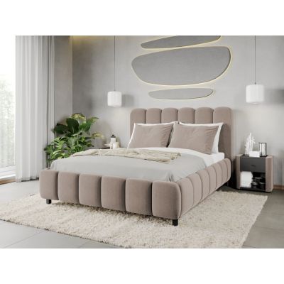 Pat Tapitat Bari cu somiera fixa Cappuccino - Velluto 29 140x200