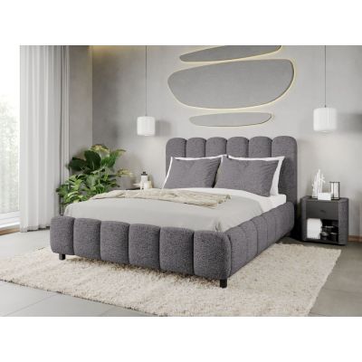 Pat Tapitat Bari cu somiera fixa Gri Inchis - Coral 80 180x200